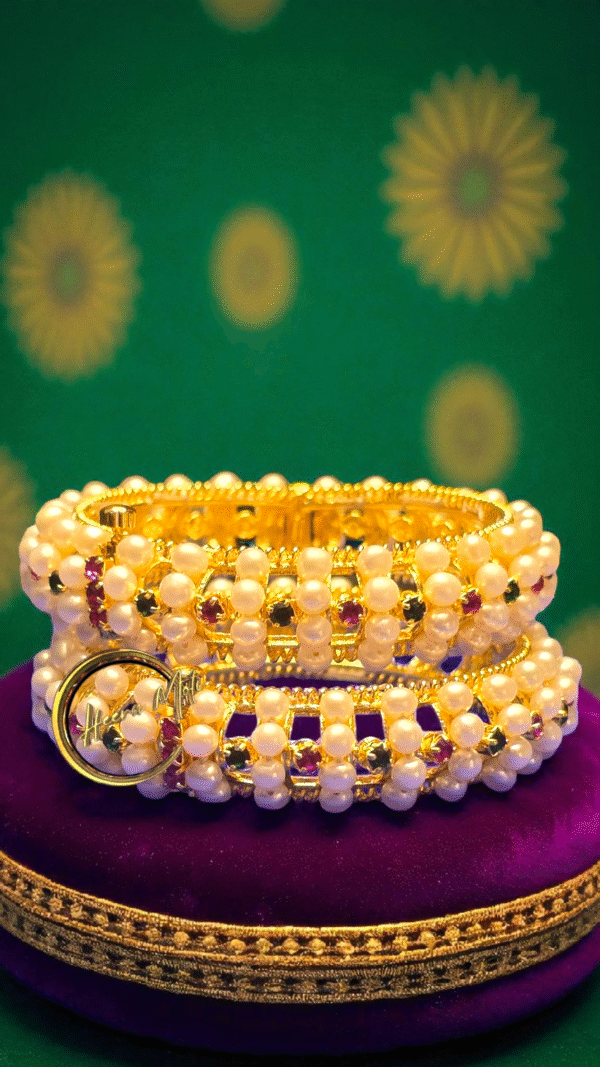 Semi Round Pearl Bangle