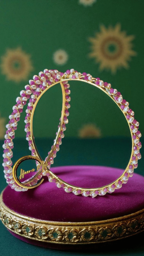 Pink combination Pearl Bangle