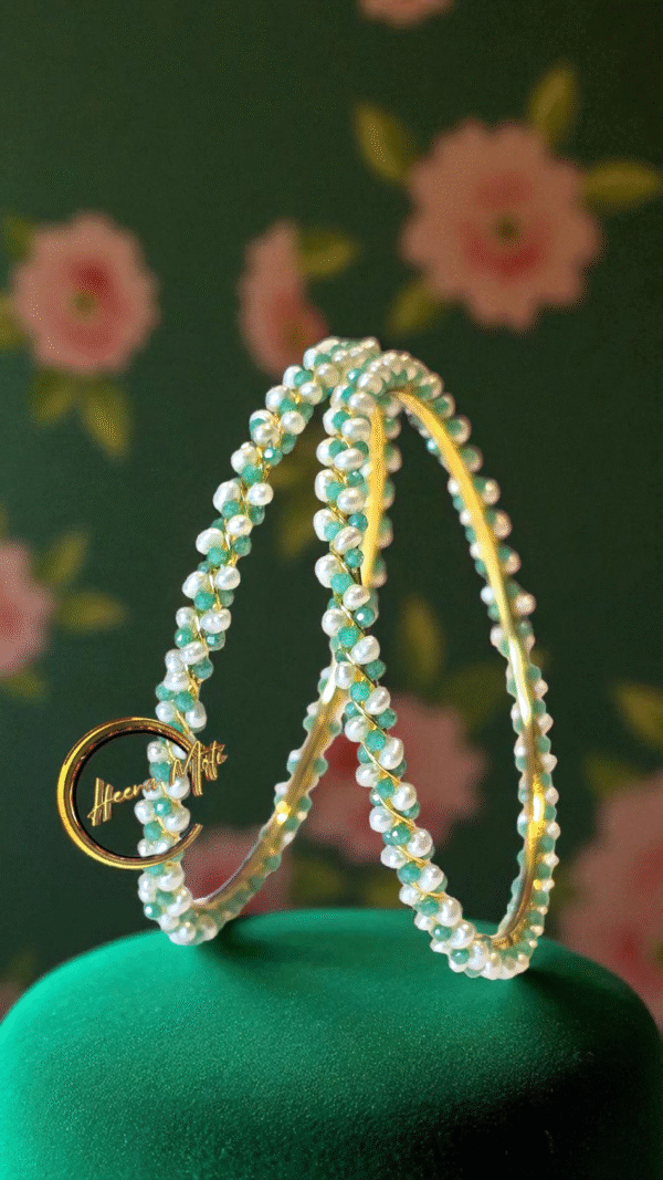 Green combination Pearl Bangle - Image 3