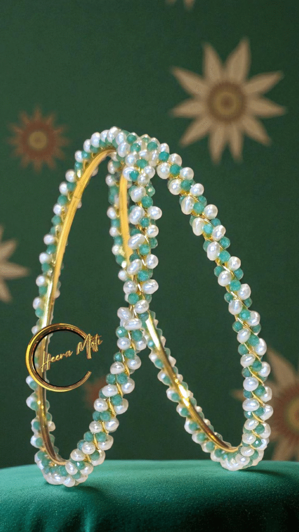 Green combination Pearl Bangle