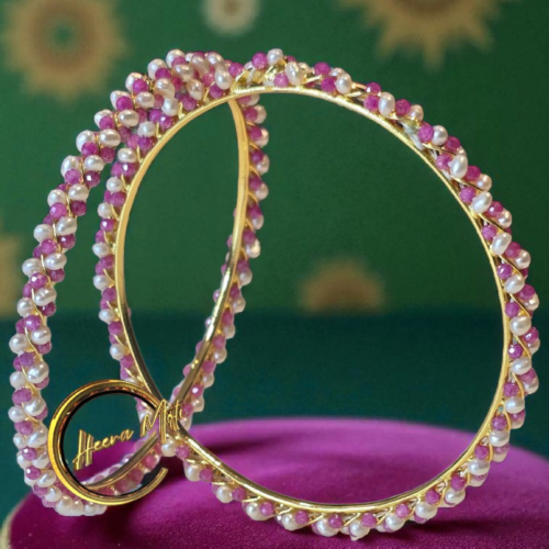 Pink combination Pearl Bangle