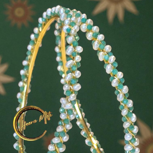 Green combination Pearl Bangle